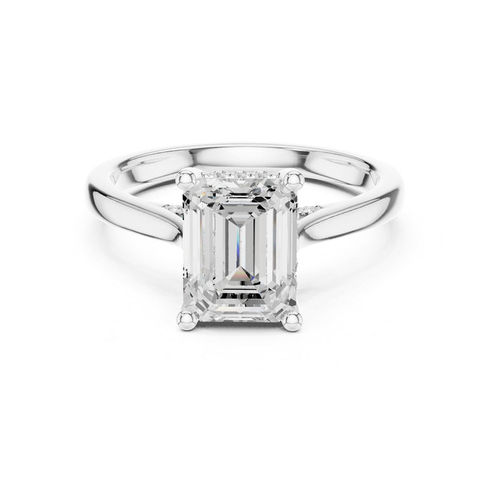 Emerald Lab Grown Diamond Hidden-Halo Engagement Ring