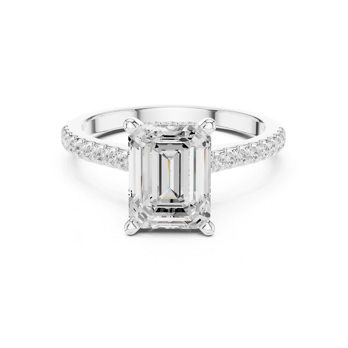 Emerald Lab Grown Diamond Pave Engagement Ring
