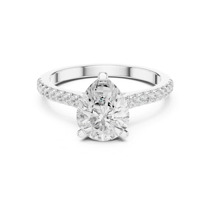 Pear Lab Grown Diamond Pave Engagement Ring