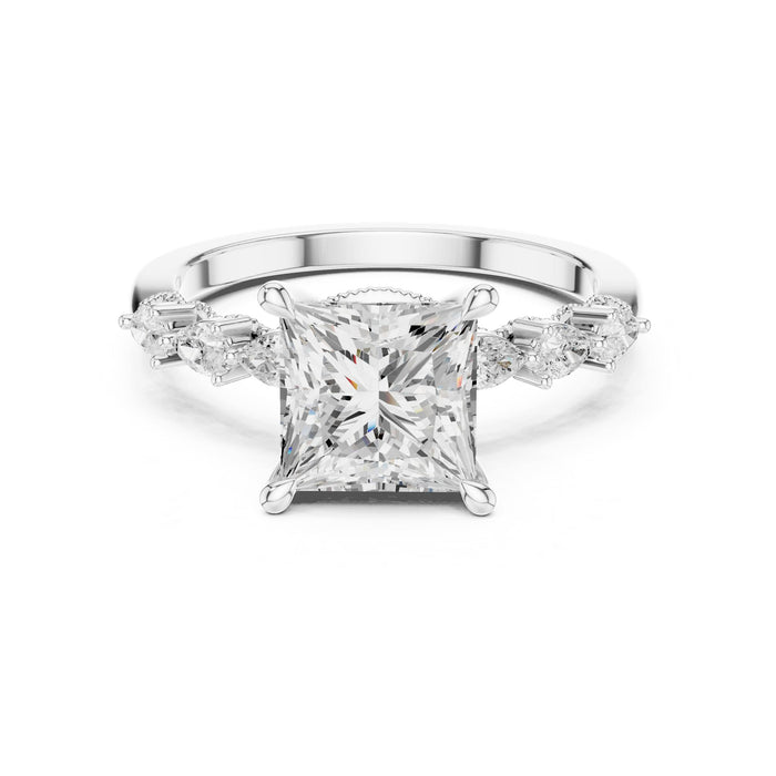 Princess Lab Grown Diamond Side-Stone Engagement Ring