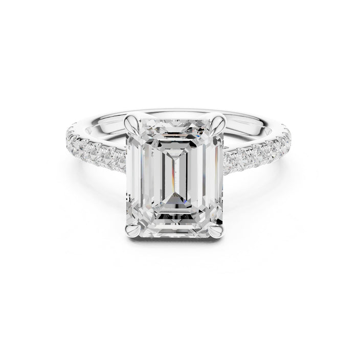 Emerald Lab Grown Diamond Hidden-Halo Engagement Ring