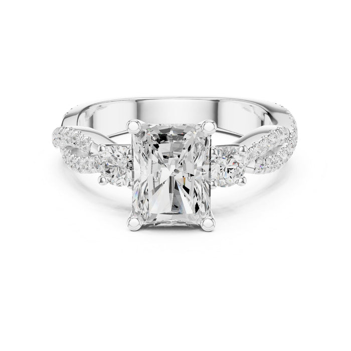 Emerald Lab Grown Diamond Side-Stone Engagement Ring