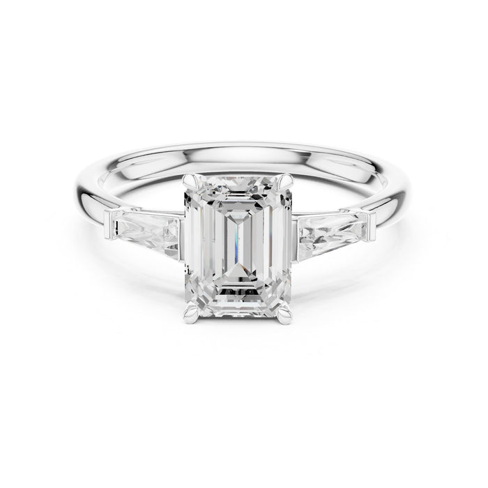Emerald Lab Grown Diamond Three-Stone Engagement Ring