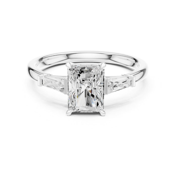 Emerald Lab Grown Diamond Three-Stone Engagement Ring