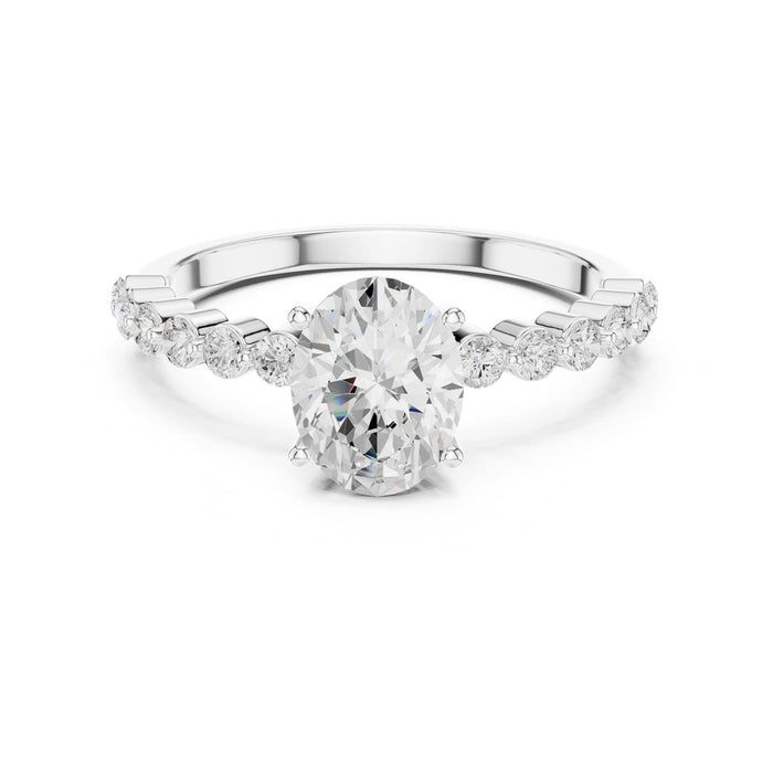 Round Lab Grown Diamond Side-Stone Engagement Ring