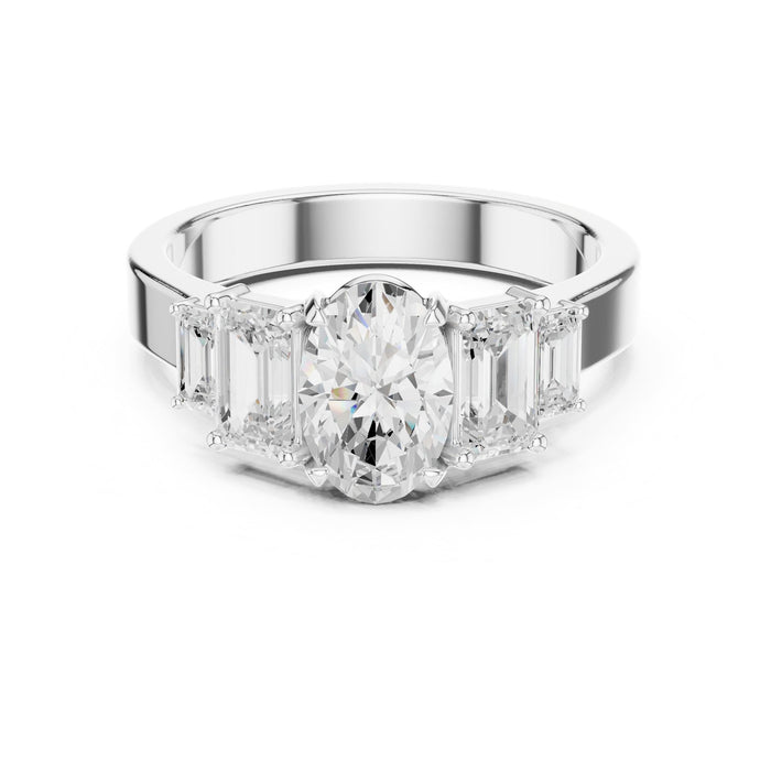 Oval Lab Grown Diamond Three-Stone Engagement Ring