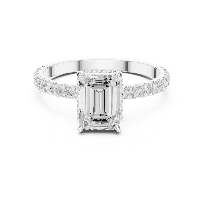 Emerald Lab Grown Diamond Pave Engagement Ring