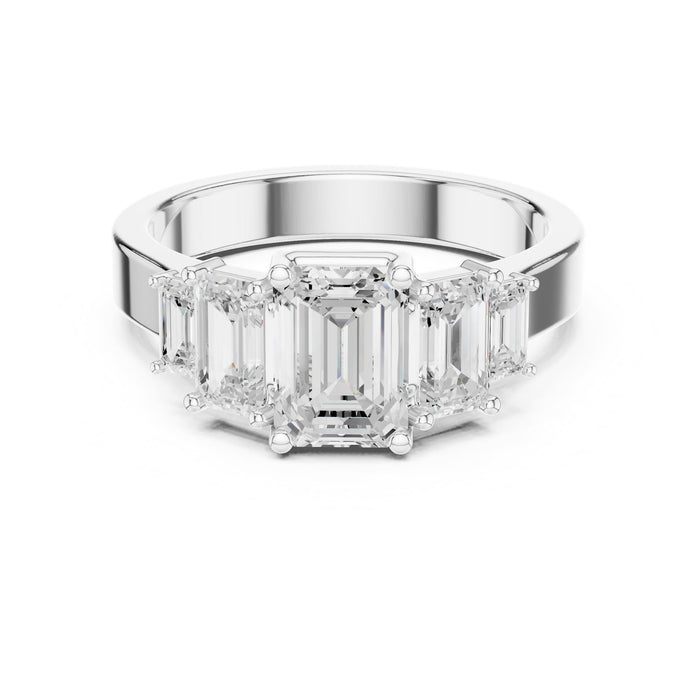 Emerald Lab Grown Diamond Three-Stone Engagement Ring