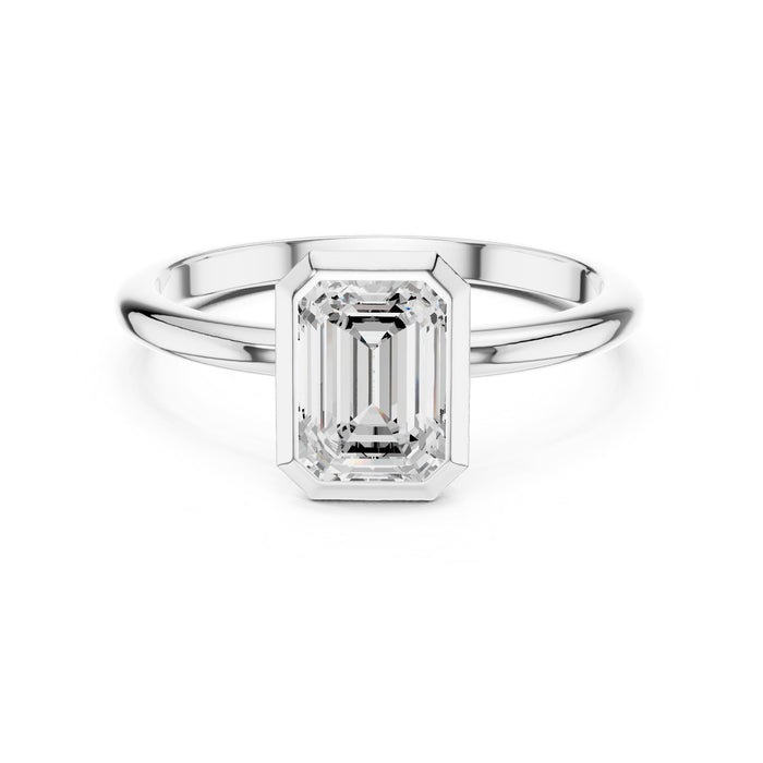 Emerald Lab Grown Diamond Bezel Engagement Ring