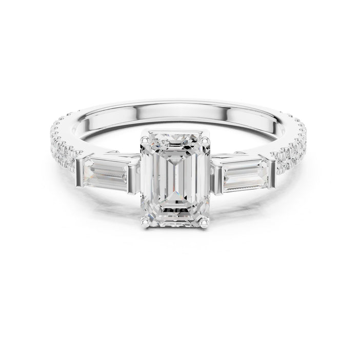 Emerald Lab Grown Diamond Three-Stone Engagement Ring