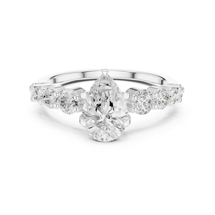Pear Lab Grown Diamond Side-Stone Engagement Ring