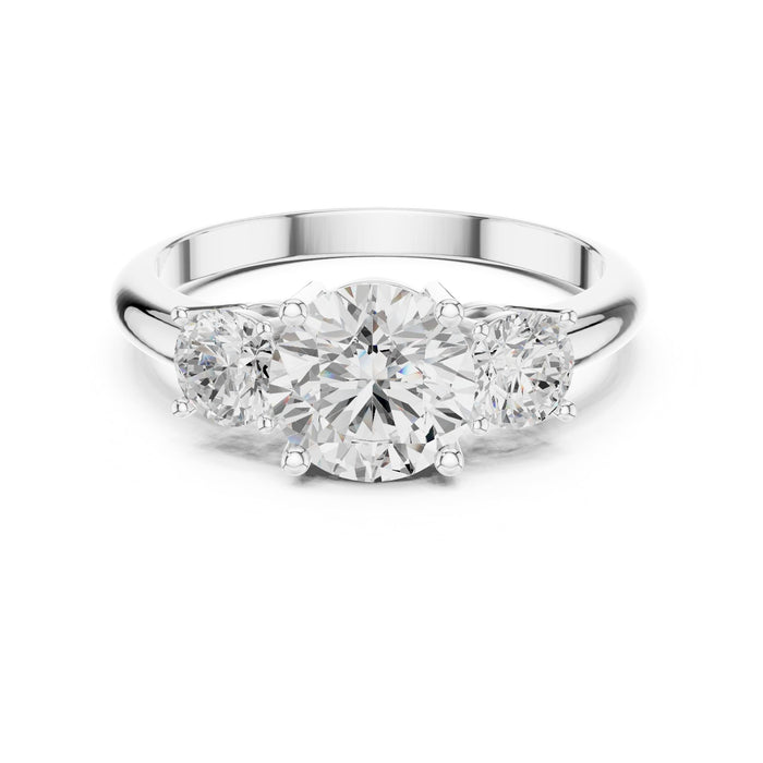 Round Lab Grown Diamond Three-Stone Engagement Ring