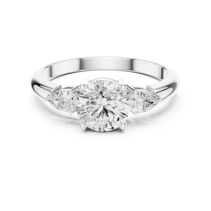 Round Lab Grown Diamond Three-Stone Engagement Ring