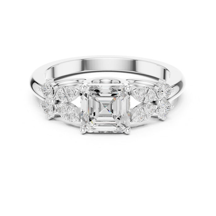 Asscher Lab Grown Diamond Three-Stone Engagement Ring
