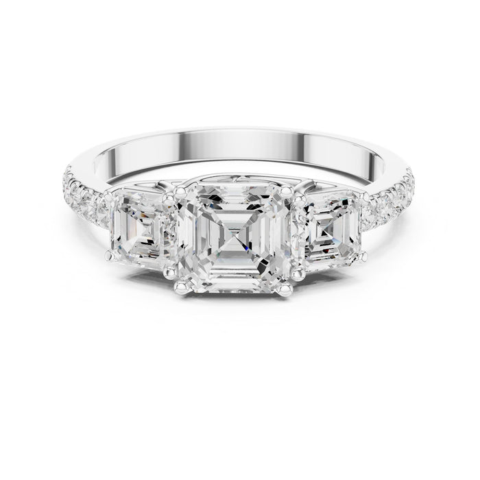 Cushion Lab Grown Diamond Three-Stone Engagement Ring