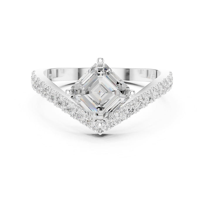 Emerald Lab Grown Diamond Side-Stone Engagement Ring