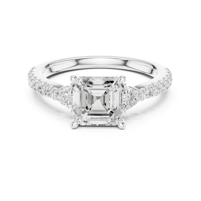Asscher Lab Grown Diamond Three-Stone Engagement Ring