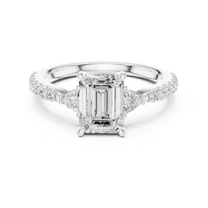 Emerald Lab Grown Diamond Three-Stone Engagement Ring