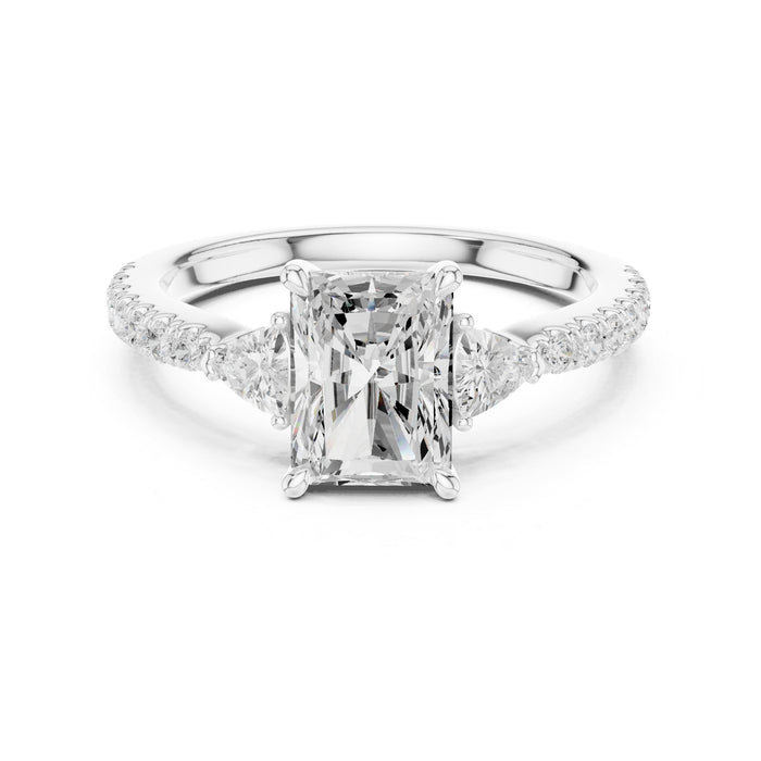Radiant Lab Grown Diamond Three-Stone Engagement Ring