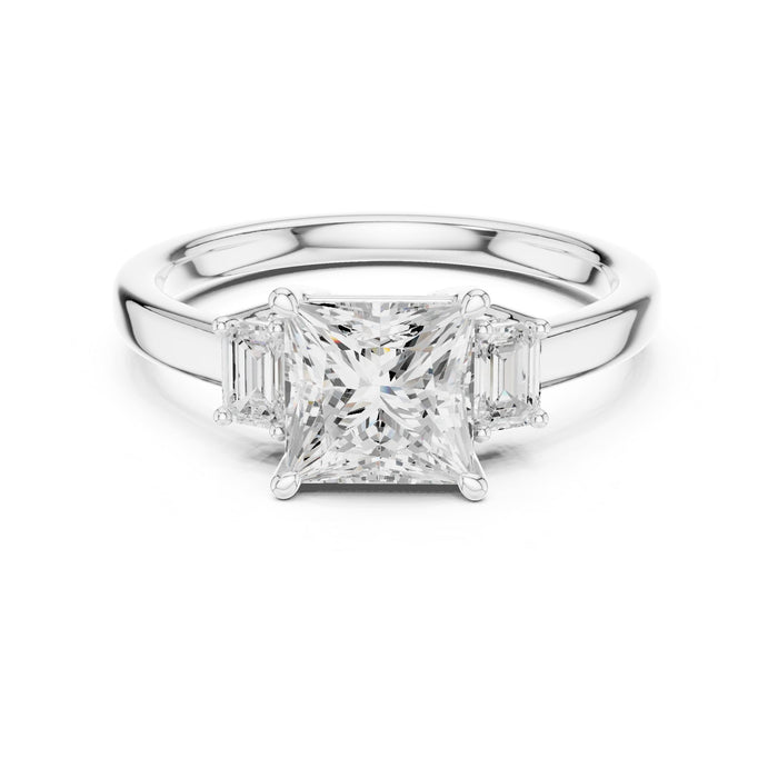 Princess Lab Grown Diamond Three-Stone Engagement Ring