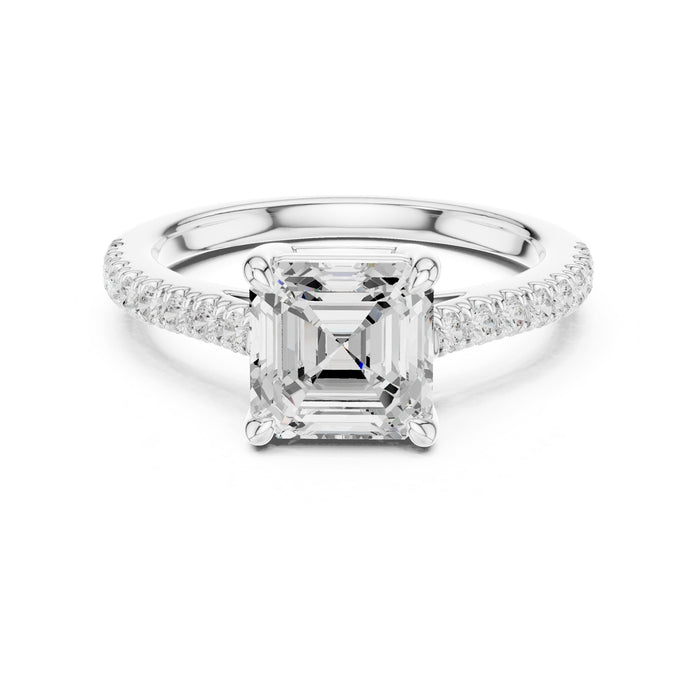 Asscher Lab Grown Diamond Pave Engagement Ring