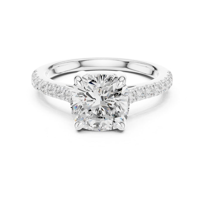 Round Lab Grown Diamond Pave Engagement Ring