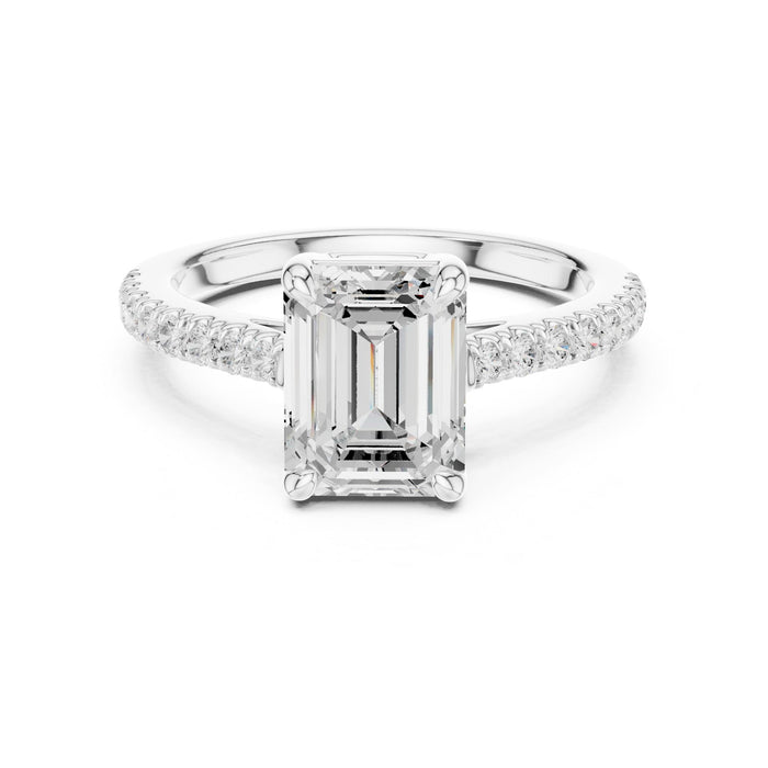 Emerald Lab Grown Diamond Pave Engagement Ring
