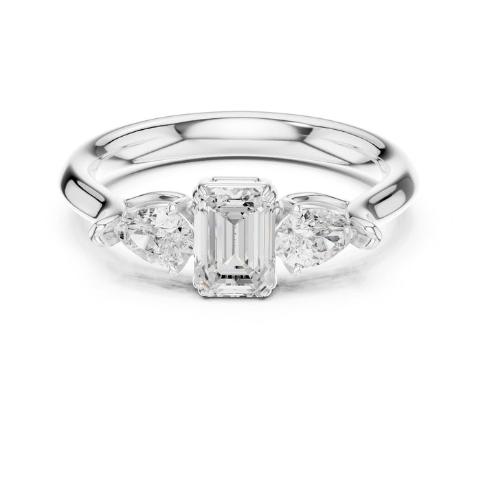 Emerald Lab Grown Diamond Three-Stone Engagement Ring