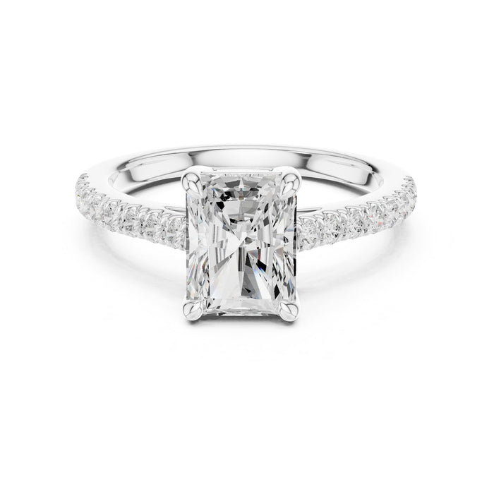 Emerald Lab Grown Diamond Side-Stone Engagement Ring