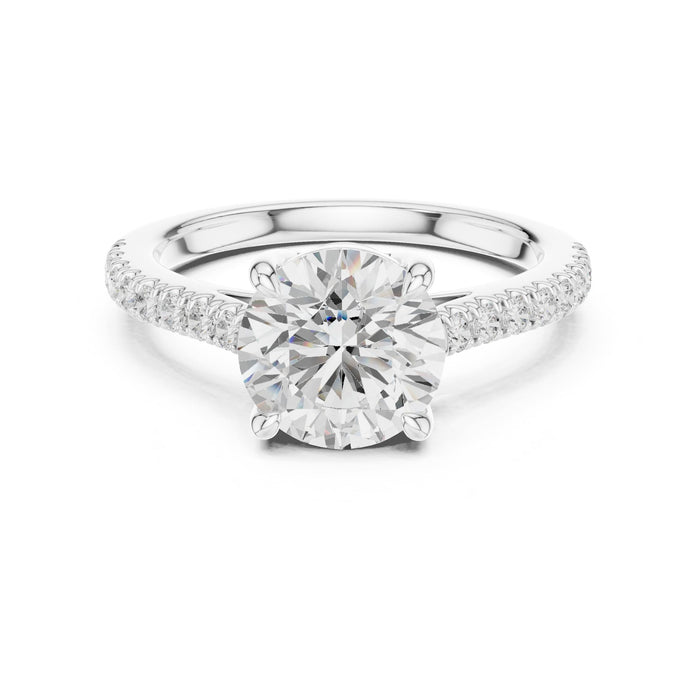 Round Lab Grown Diamond Side-Stone Engagement Ring