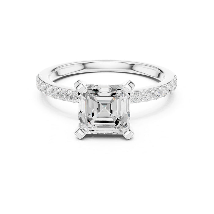 Cushion Lab Grown Diamond Pave Engagement Ring