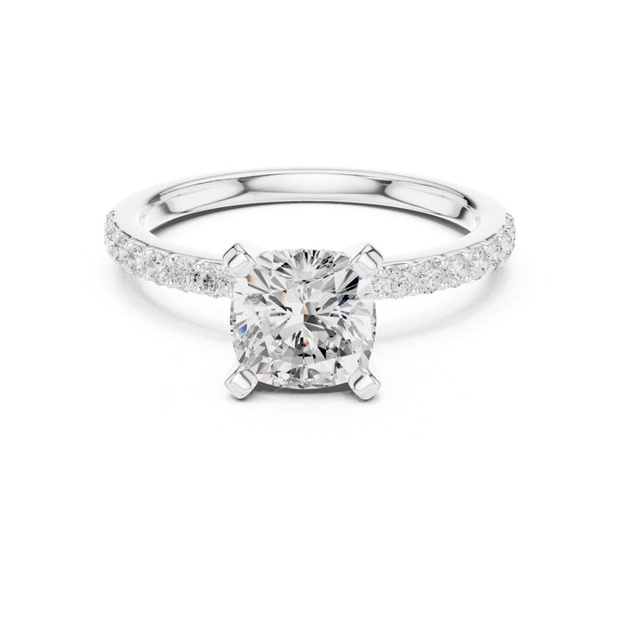 Cushion Lab Grown Diamond Pave Engagement Ring