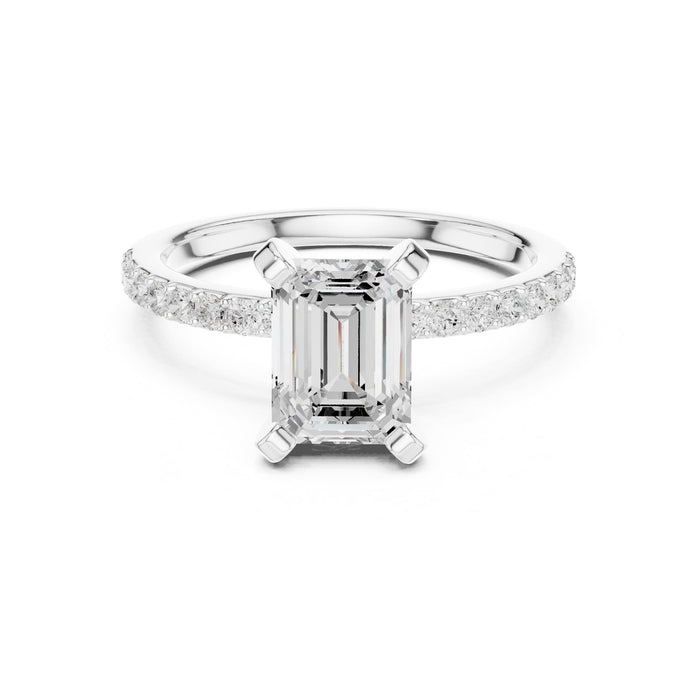 Emerald Lab Grown Diamond Pave Engagement Ring