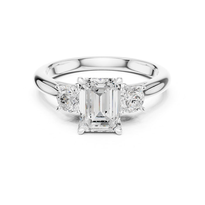 Emerald Lab Grown Diamond Three-Stone Engagement Ring