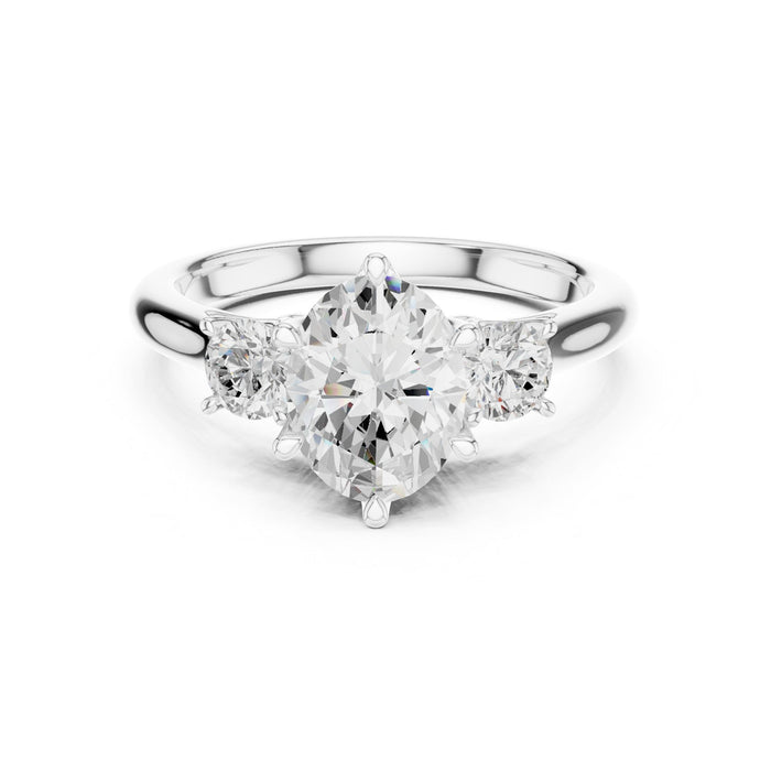 Round Lab Grown Diamond Three-Stone Engagement Ring