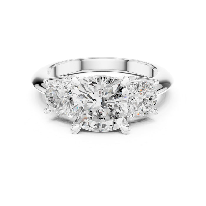 Round Lab Grown Diamond Three-Stone Engagement Ring