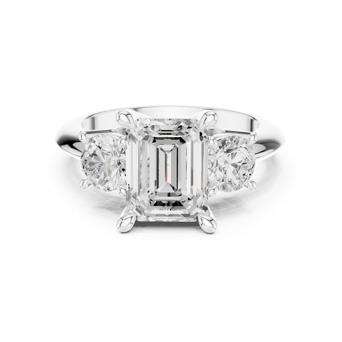 Emerald Lab Grown Diamond Three-Stone Engagement Ring