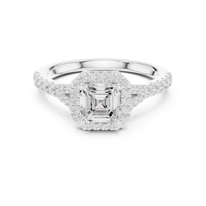 Asscher Lab Grown Diamond Halo Engagement Ring