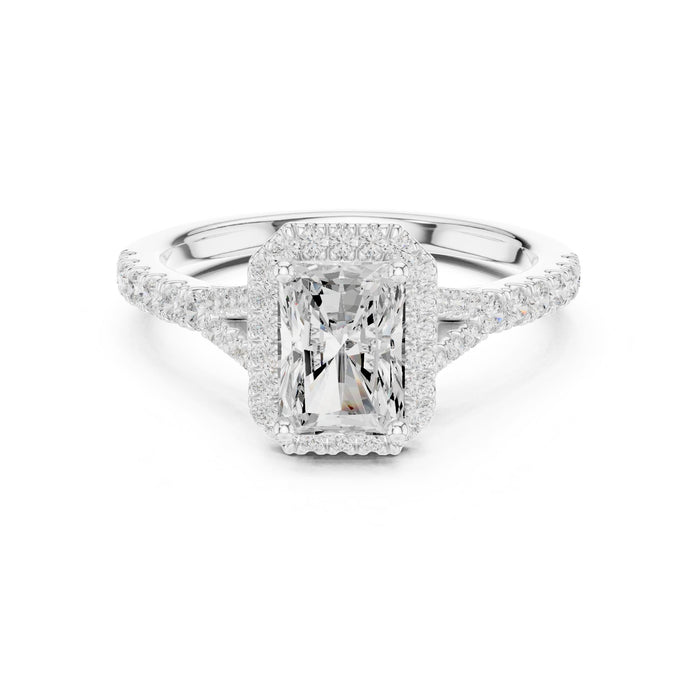 Emerald Lab Grown Diamond Halo Engagement Ring