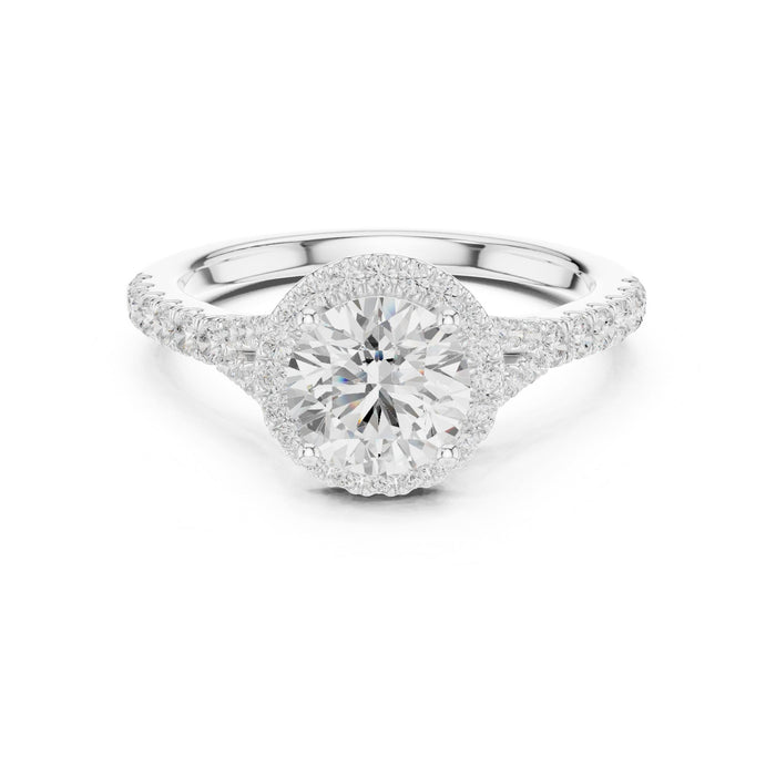 Round Lab Grown Diamond Halo Engagement Ring