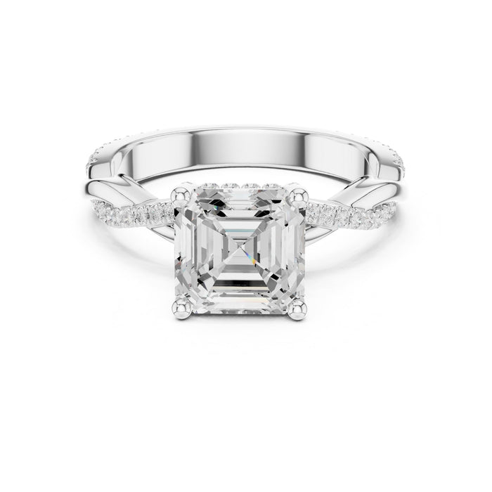 Cushion Lab Grown Diamond Twisted Engagement Ring