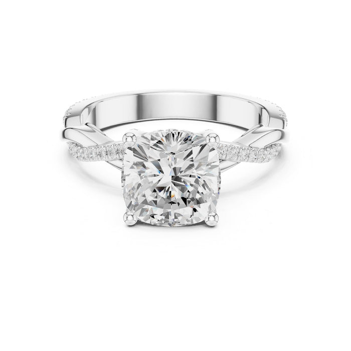Cushion Lab Grown Diamond Twisted Engagement Ring