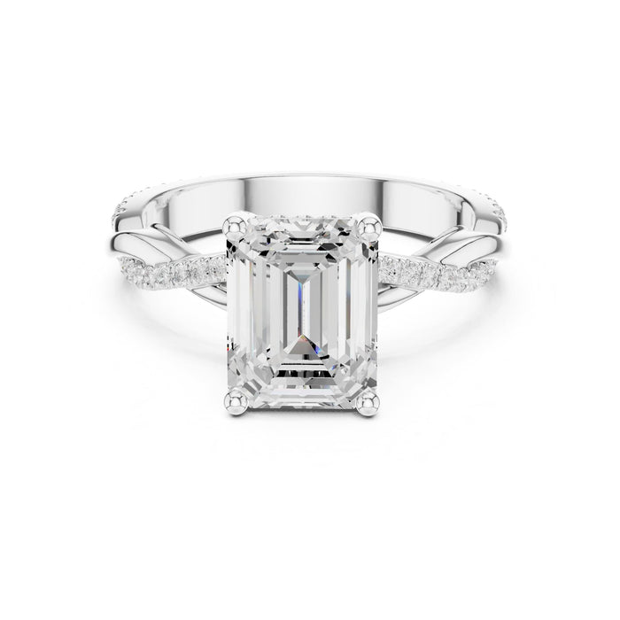 Emerald Lab Grown Diamond Twisted Engagement Ring