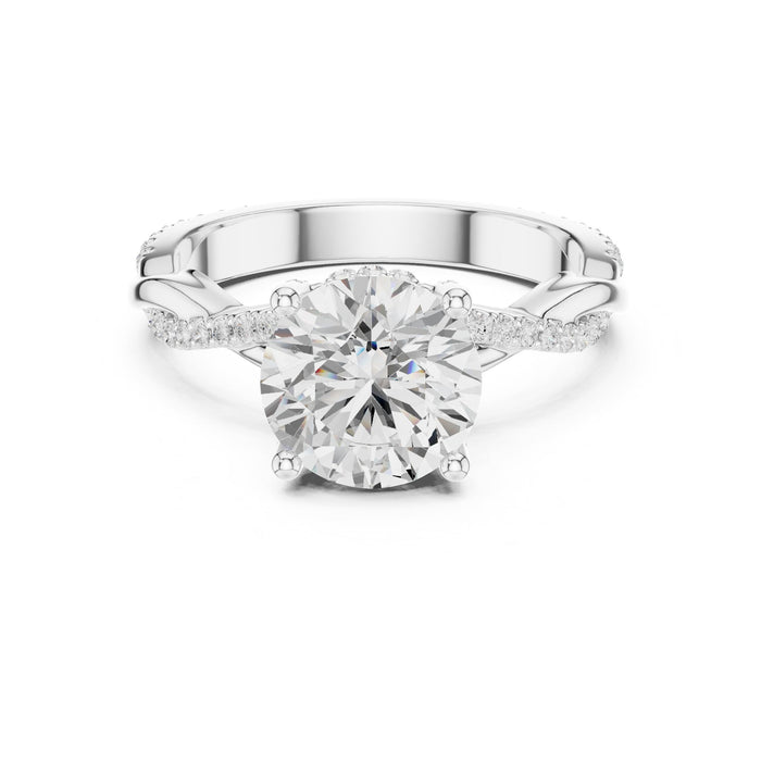 Round Lab Grown Diamond Twisted Engagement Ring