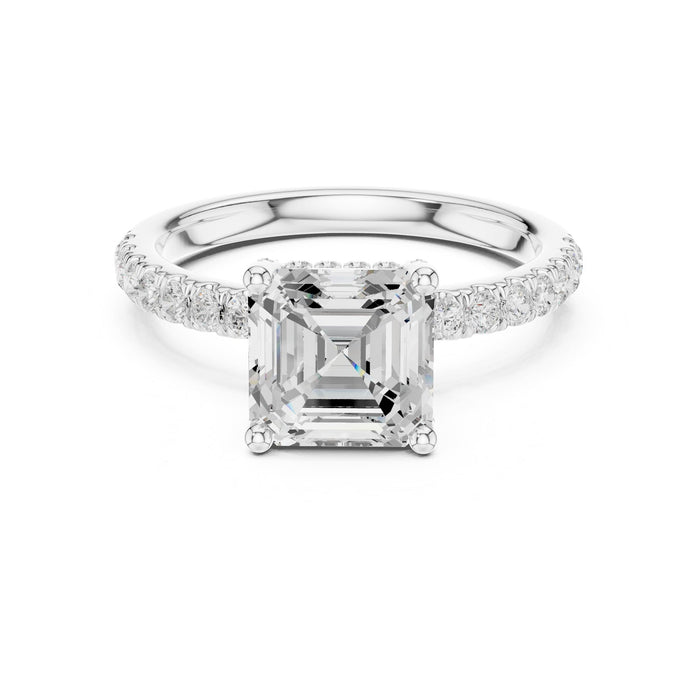 Cushion Lab Grown Diamond Hidden-Halo Engagement Ring