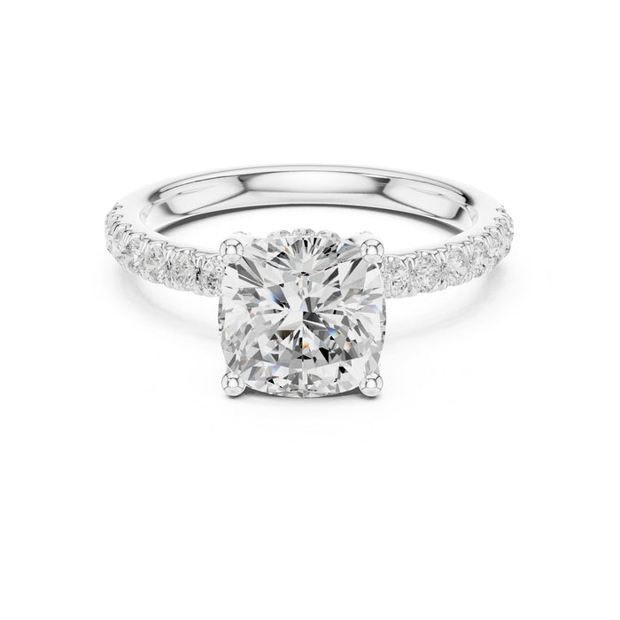 Cushion Lab Grown Diamond Hidden-Halo Engagement Ring