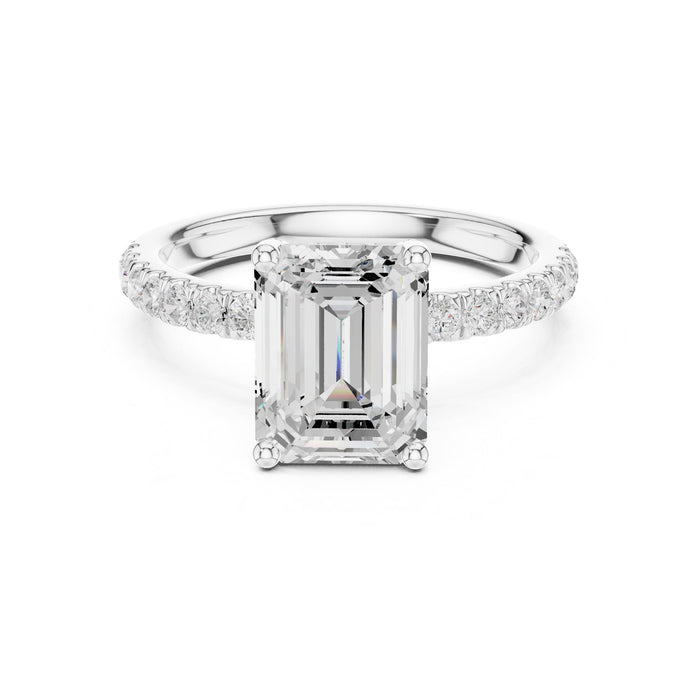 Emerald Lab Grown Diamond Hidden-Halo Engagement Ring