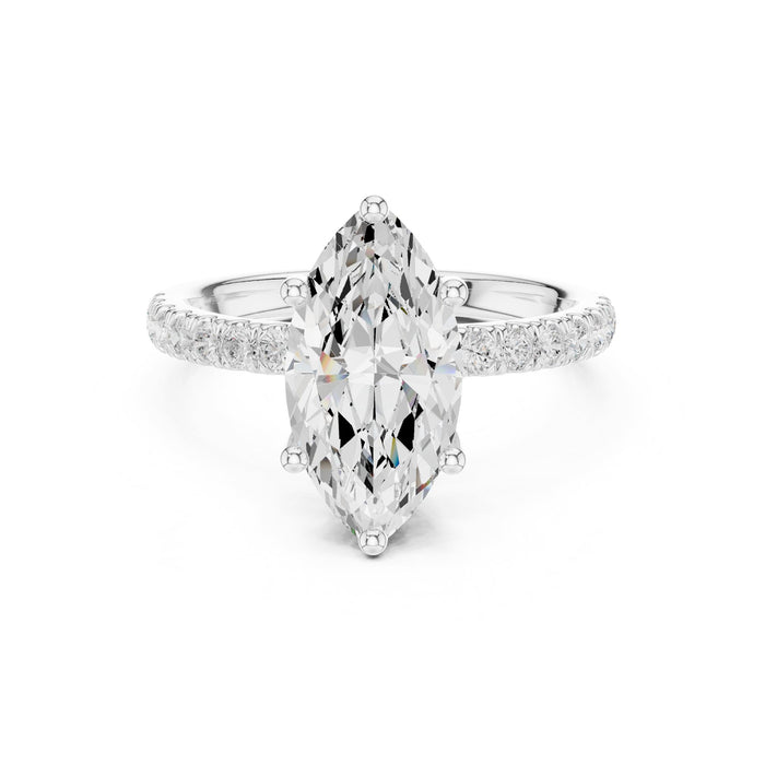 Marquise Lab Grown Diamond Hidden-Halo Engagement Ring