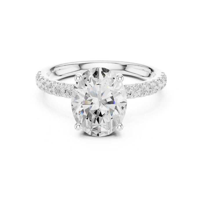 Oval Lab Grown Diamond Hidden-Halo Engagement Ring