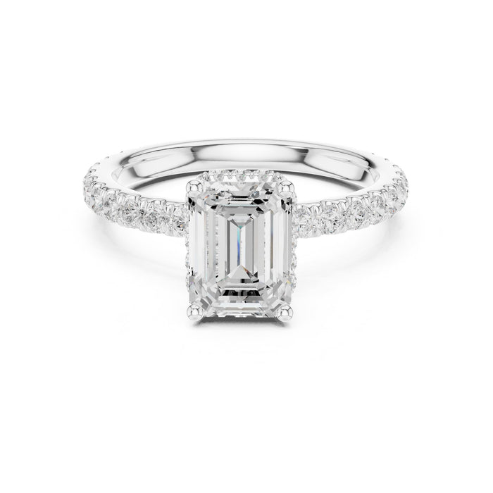 Emerald Lab Grown Diamond Hidden-Halo Engagement Ring